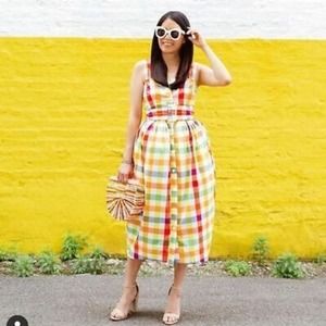 NWT‎ Christopher John Rogers Plaid Belted Midi A-Line Dress